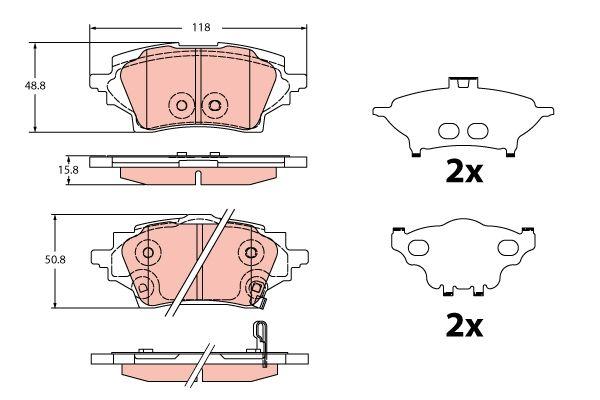 TRW GDB2344 Brake Pad Rear Toyota Corolla E21 Hb 1.6/1.8 Hybrid 19-> Electronic Park Frenli — Brake Pads
