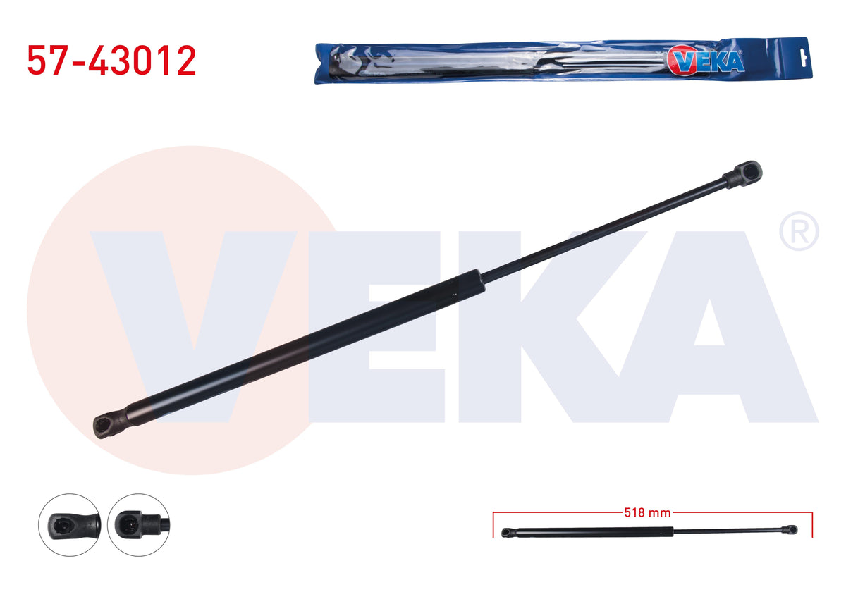 Veka 57-43012 Trunk Gas Strut 518mm / 295N Toyota Aygo 2005-2014 — Support Rods & Struts