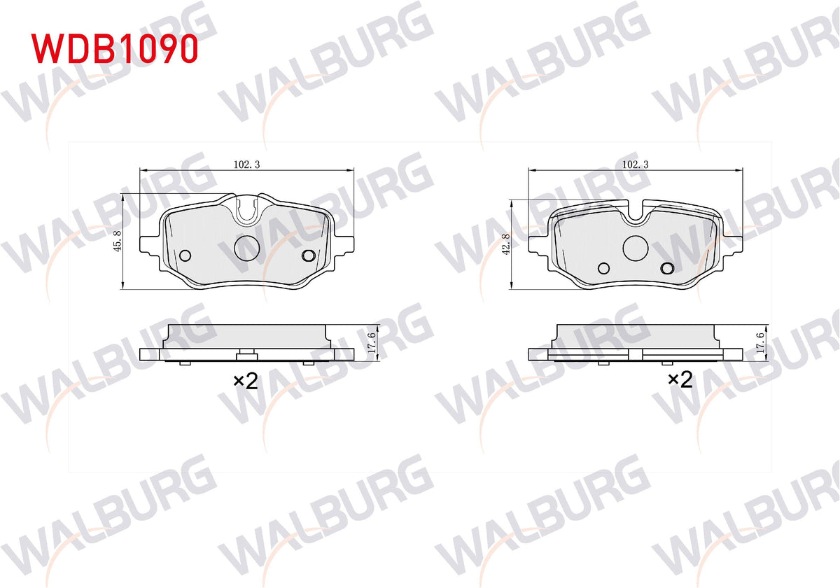 WALBURG WDB1090 Brake Pad Rear BMW X1 (U11) 2022-/ BMW 2 (U06, F45) Active Tourer 218i 2021 — Brake Pads