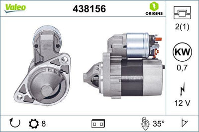 Valeo 438156 Starter Motor Kmp Micra K11/K12 1.0-1.4 16V / Note 1.0-1.4 16V — Starting & Charging