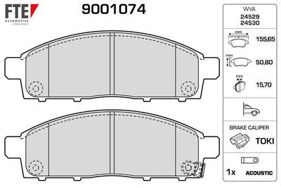 Fte 9001074 Front Brake Pad Mitsubishi L200 2.5 D 4X4 2006-2012 Pajero 2008- L200 2.4 2015- Fiat Fullback 15-