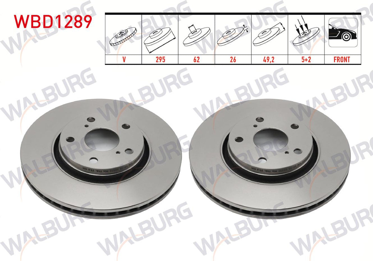 WALBURG WBD1289 Brake Disc Front Air 5 Bjn 295X26x62x49 — Brake Rotors & Drums