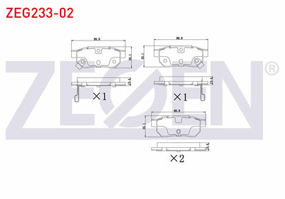 Zegen ZEG233-02 Brake Pad Rear with Wear Indicator Honda Civic IV 1.4i 1987-1993 / Civic IV 1.5i 1987-1993 / Accord IV (Cb) 2.0i 16V 1990-1993 / Jazz IV (Gk) 1.3 2016-/ Rover 25 (Rf) 1.6 16V 1999-2005