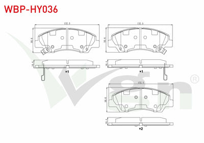 WGN WBP-HY036 Brake Pad Front with Wear Indicator Hyundai i10 (Ia) 1.2 2013-/ Hyundai i10 (Ia) 1.0 2013 — Brake Pads