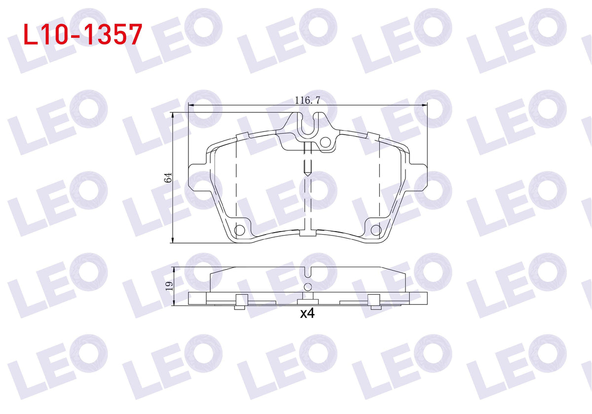 LEO L10-1357 Brake Pad Front Mercedes A Series A 200 2004-2012 / A 150 2004-2012 / A 160 CDI 2004-2012 / A 170 C — Brake Pads
