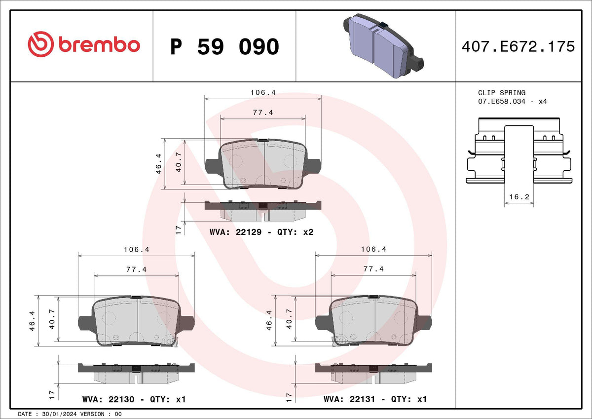 Brembo P59090 Brake Pad Rear Low-Met Chevrolet — Brake Pads