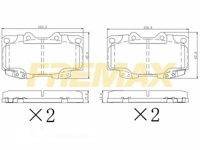Fremax FBP-1809 Front Brake Pad (Corbon Formula) Toyota Hilux (Kun25) 2.5 D4d 2006 >
