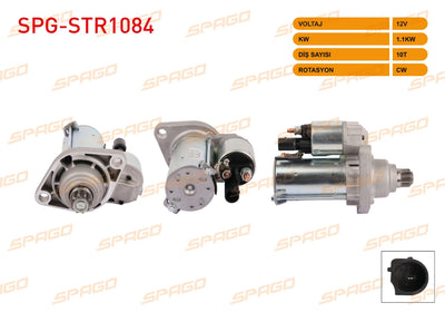 SPAGO SPG-STR1084 Starter Motor 12V 1.1Kw 10 Outer Ccw (Str3342) Passat B6-Golf V VI-Jetta III-Tiguan ( — Starting & Charging
