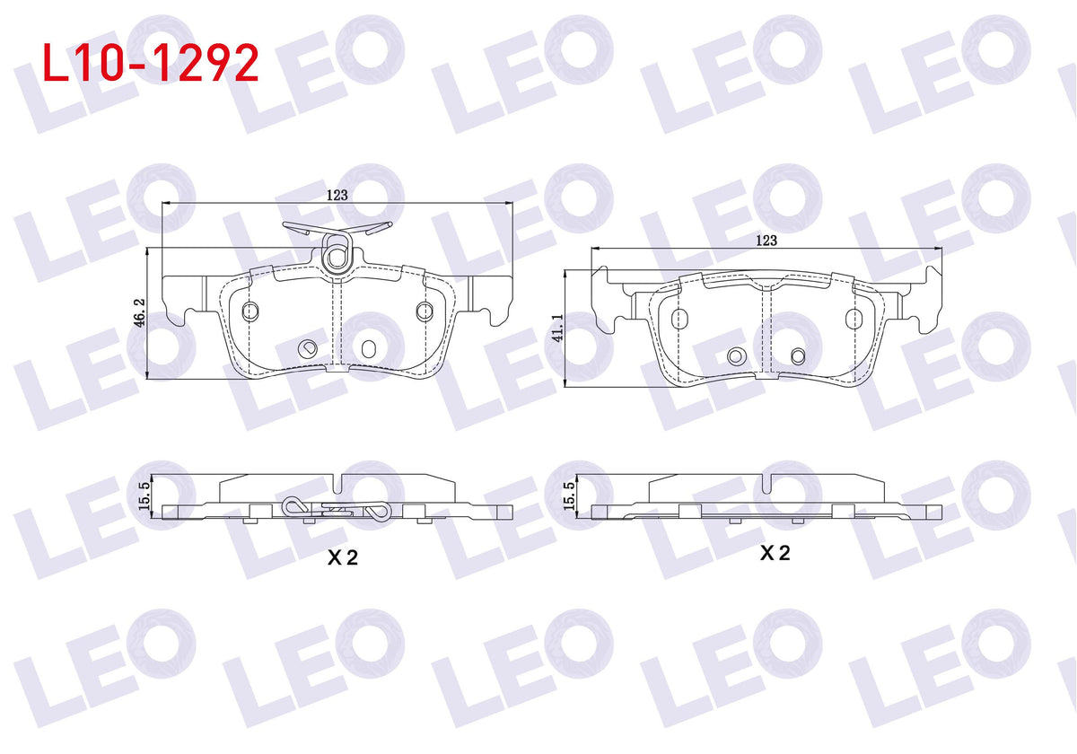 LEO L10-1292 Brake Pad Rear Peugeot 308 II 1.6 HDi 2014-/ 308 II 1.6 Thp 2014-/ 308 II 1.2 VTI 2014 — Brake Pads