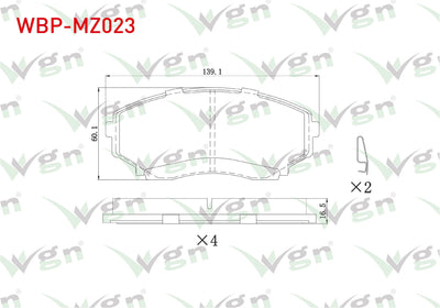 WGN WBP-MZ023 Brake Pad Front Mazda E 2200 (Sr2) 1991-2004 — Brake Pads
