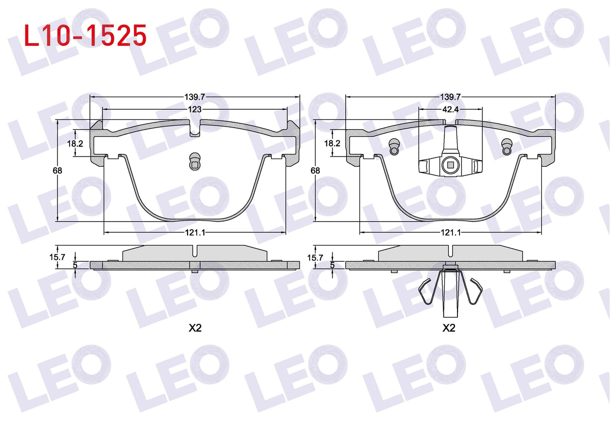 LEO L10-1525 Brake Pad Rear BMW 7 Series (E65) 740 D 2001-/ 5 Series (E60) 535 D 2003-2010 / (E60) 540 i 2003-20 — Brake Pads