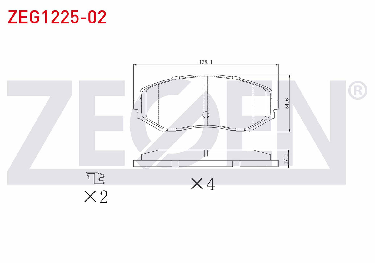 Zegen ZEG1225-02 Brake Pad Front Suzuki Grand Vitara II (Jt) 1.6 Vvt-I 2005-/ Grand Vitara II (Jt) 1.9 DDiS 2005 — Brake Pads