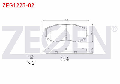 Zegen ZEG1225-02 Brake Pad Front Suzuki Grand Vitara II (Jt) 1.6 Vvt-I 2005-/ Grand Vitara II (Jt) 1.9 DDiS 2005 — Brake Pads