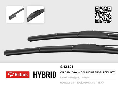 Silbak SH2421 Front Glass Wiper Blade Left 600 mm / Right 530 mm Hybrid Citroen C4 AirCross 03 / 12 Honda Accord [Cu — Wipers