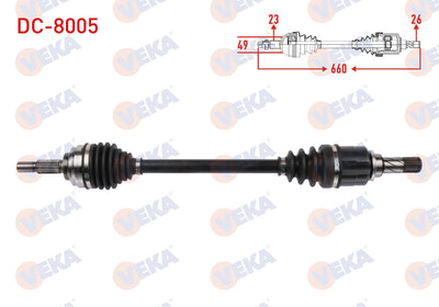 Veka DC-8005 Complete Axle Left Front Length 660mm Dacia Logan II / Sandero II 1.0 Sce 6 M-T 2016 — Axles, CV Joints & Boots