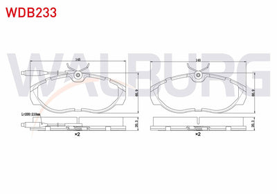 WALBURG WDB233 Brake Pad Front with Connector Fiat Ducato 2.5 D 1994-2002 / Ducato 2.0 JTD 1994-2002 / Ducato 2. — Brake Pads