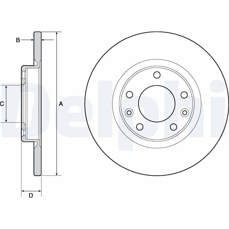 Kopya_DELPHI BG4661C Brake Disc Rear Air 268 mm (Peugeot: 308 II 13-/ 308 Sw II 14 -)4f5 — Brake Rotors & Drums