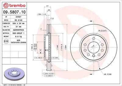 Brembo 09.5807.10 Brake Disc Front Standard Opel — Brake Rotors & Drums