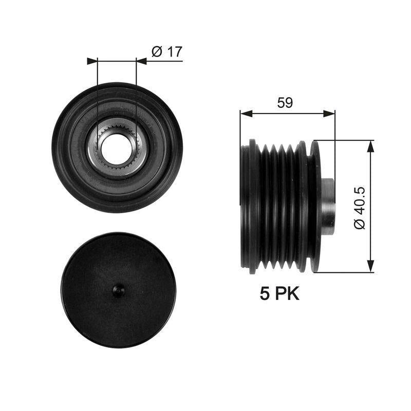 Gates OAP7107 Alternator Pulley 98-07 Clio.2-Kng-Mgn-Log 1.5 dCi 5 Grooved Melco 110Ah — Starting & Charging