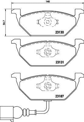 Hella 8DB355008-551 Brake Pad Front Caddy Golf V VI Jetta A3 Altea Leon Toledo Octavia 1.4 1.6 1.9 2.0 TDI TSI — Brake Pads