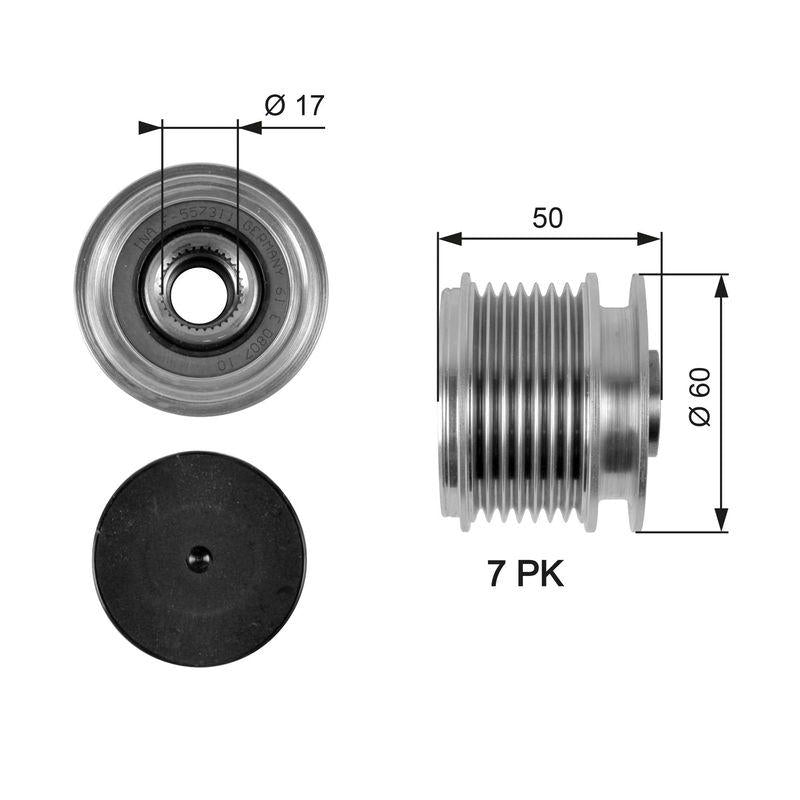 Gates OAP7058 Alternator Pulley Mercedes C-Series W203-W204/E-Series W212-S212 C180-C200 Kompressor — Starting & Charging