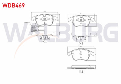 WALBURG WDB469 Brake Pad Front with Connector Audi A4 (8K2, B8) 1.8 TFSI 2007-2015 / A4 (8K2 and 2 more models — Brake Pads