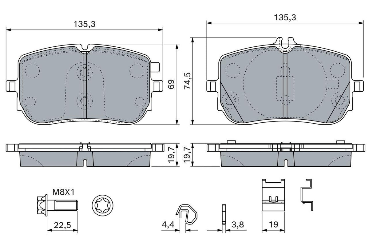 Bosch 0 986 460 270 Brake Pad Front W118 / W177 / W247 — Brake Pads