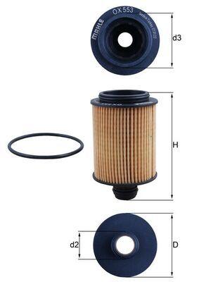 Mahle OX553D Oil Filter 10-Doblo-Lna-Brv-Egea-500 1.3-1.6-2.0Mjt Ast.J-Insignia *A13dte-A20dth* — Oil Filters