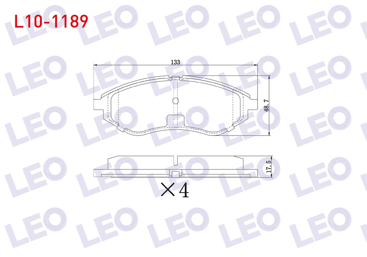 LEO L10-1189 Brake Pad Front Chevrolet Kalos (T200) 1.2 2003-2008 / Kalos (T200) 1.4 2003-2008 / Aveo (T250) 1.4 — Brake Pads