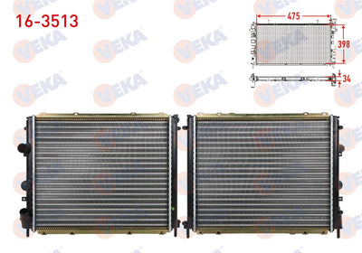 Veka 16-3513 Su Radiator Mechanical Renault Clio II (Bb0 / 1 / 2,Cb0 / 1 / 2) 1.2 M-T 1998-2005 — Radiators & Fans