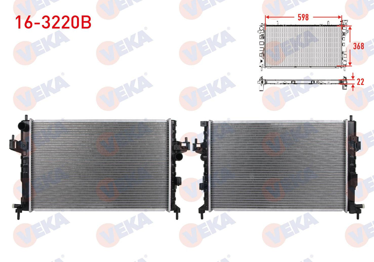 Veka 16-3220B Su Radiator Brazing Opel Corsa C 1.7 DTi M-T 2000-2006 — Radiators & Fans