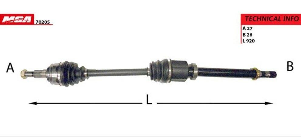 MGA Renault Kango 3 1.5 dCi Right Axle Complete - 5 Speed, 27 Teeth — Axles, CV Joints & Boots