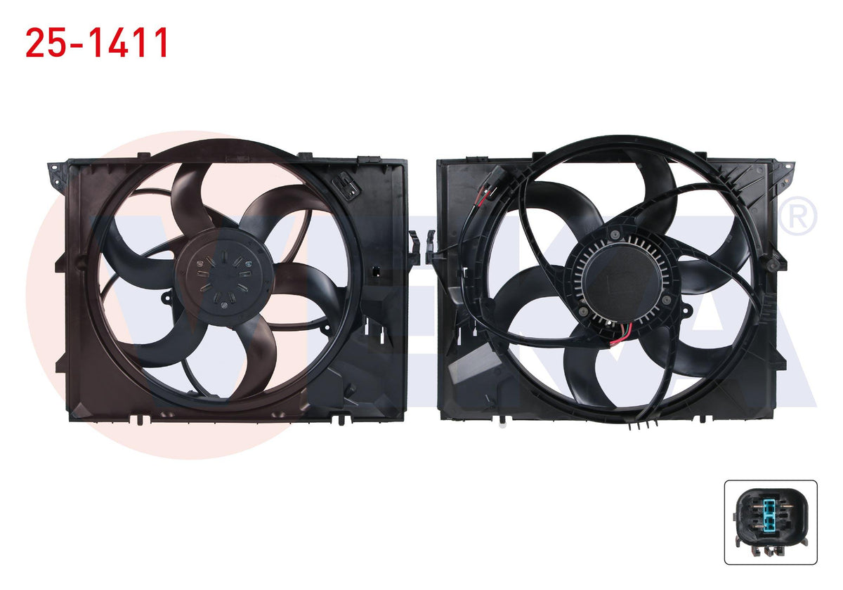 Veka 25-1411 Fan Motor with Shroud Single (400W) BMW 3 Series (E90) 316 i-318 i-320 i-325 i-330 Xi — Motors, Pumps & Antennas