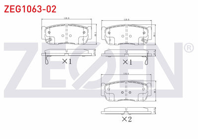 Zegen ZEG1063-02 Brake Pad Rear with Wear Indicator Hyundai Santa Fe (Cm) 2.2 CRDi 2006-2012 / Santa Fe (Cm) 2.7 — Brake Pads