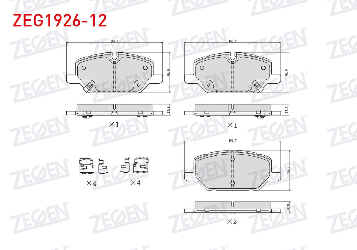 Zegen ZEG1926-12 Brake Pad Front with Wear Indicator Opel Insignia B 1.5T-1.6 CDTi-2.0 CDTi-2.0T 17 Rim 2017