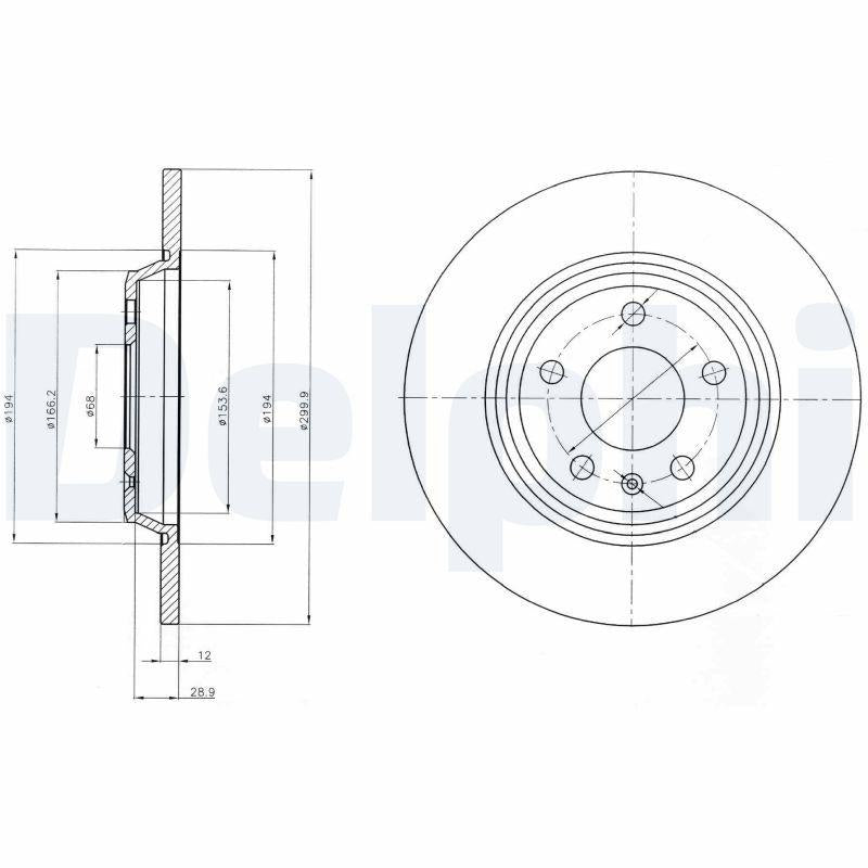 Delphi BG4081C Rear Brake Disc 300x12 5x112 Audi A4/A5/A6/A7/Q5/S6 Skoda Kodiaq — Brake Rotors & Drums