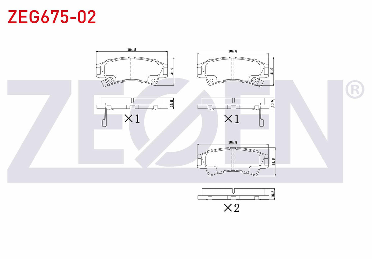 Zegen ZEG675-02 Brake Pad Front with Wear Indicator Hyundai Atos (Mx) 1.0i 12V 1998-2005 — Brake Pads