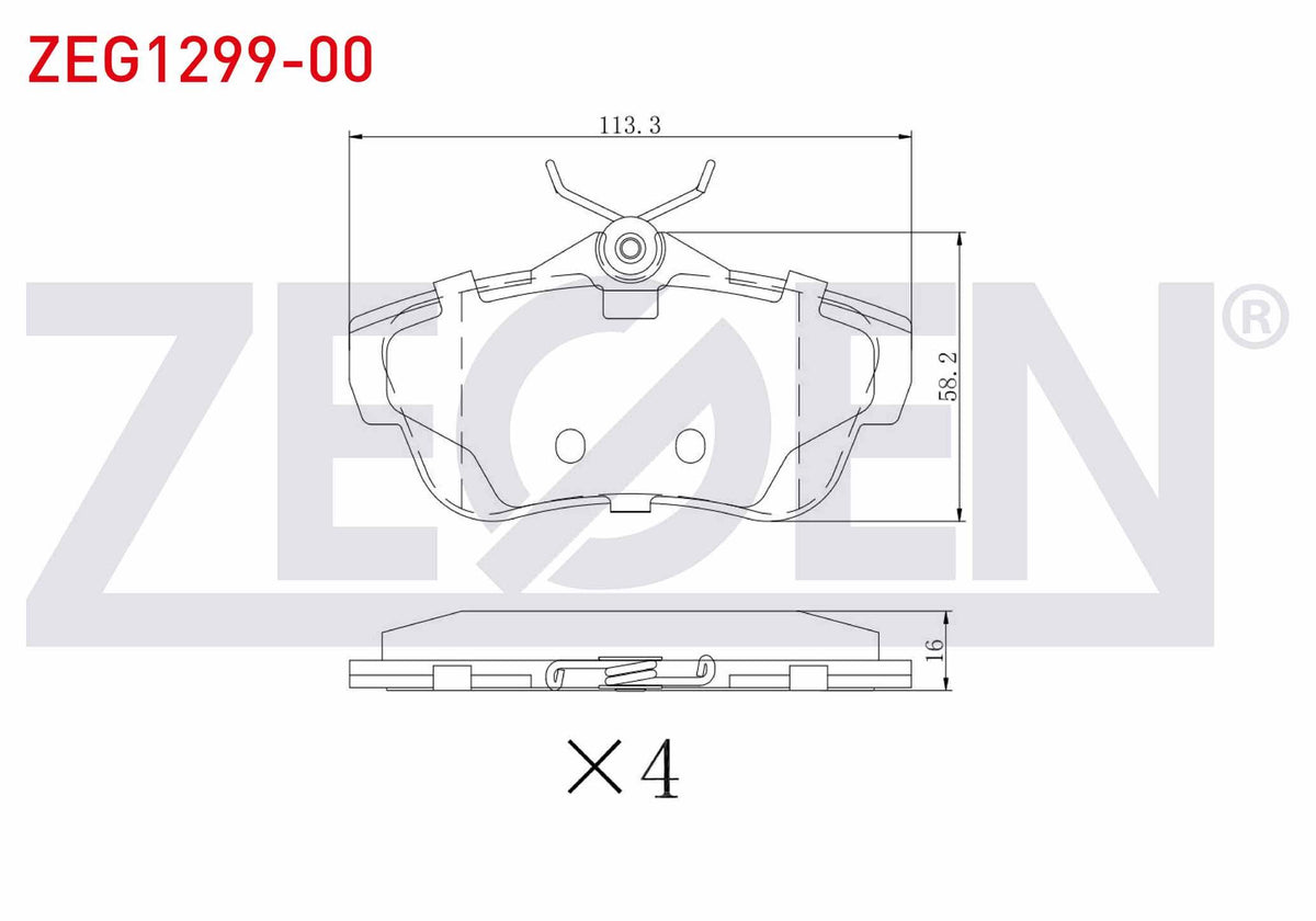 Zegen ZEG1299-00 Brake Pad Rear Fiat Scudo (270) 1.6 Mjt 2007-/ Scudo 2.0 Mjt 2007-/ Citroen Jumpy II 1.6 HDi 20 — Brake Pads