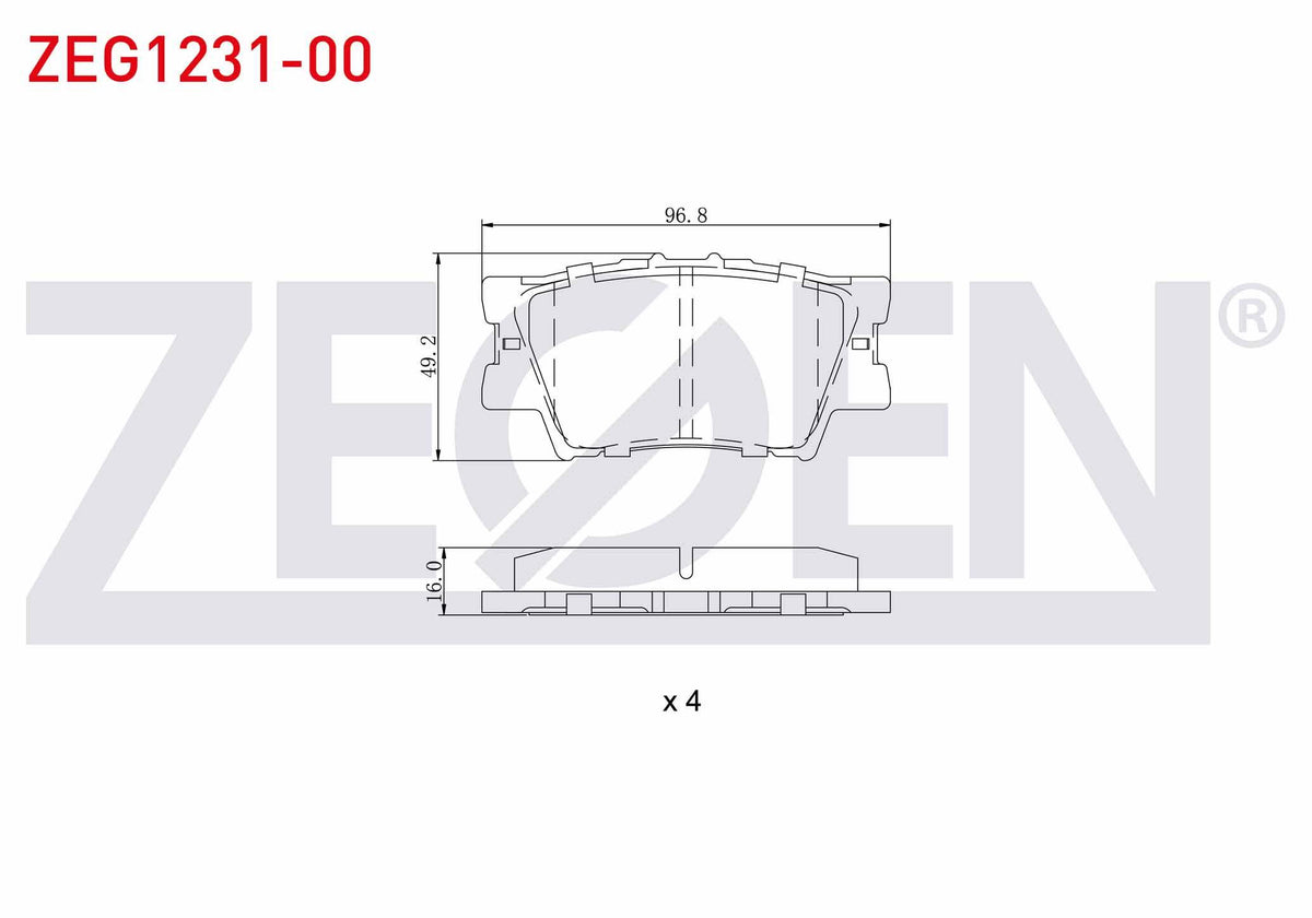Zegen ZEG1231-00 Brake Pad Rear Toyota Rav4 III (Aca3_, Ace_ and 3 more models — Brake Pads