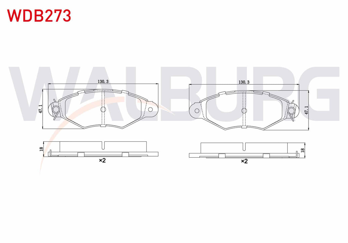 WALBURG WDB273 Brake Pad Front Renault Kangoo (Kc0 / 1) 1.5 dCi 1998-2008 / Kangoo (Kc0 / 1) 1.9 D 1998-2008 / C — Brake Pads