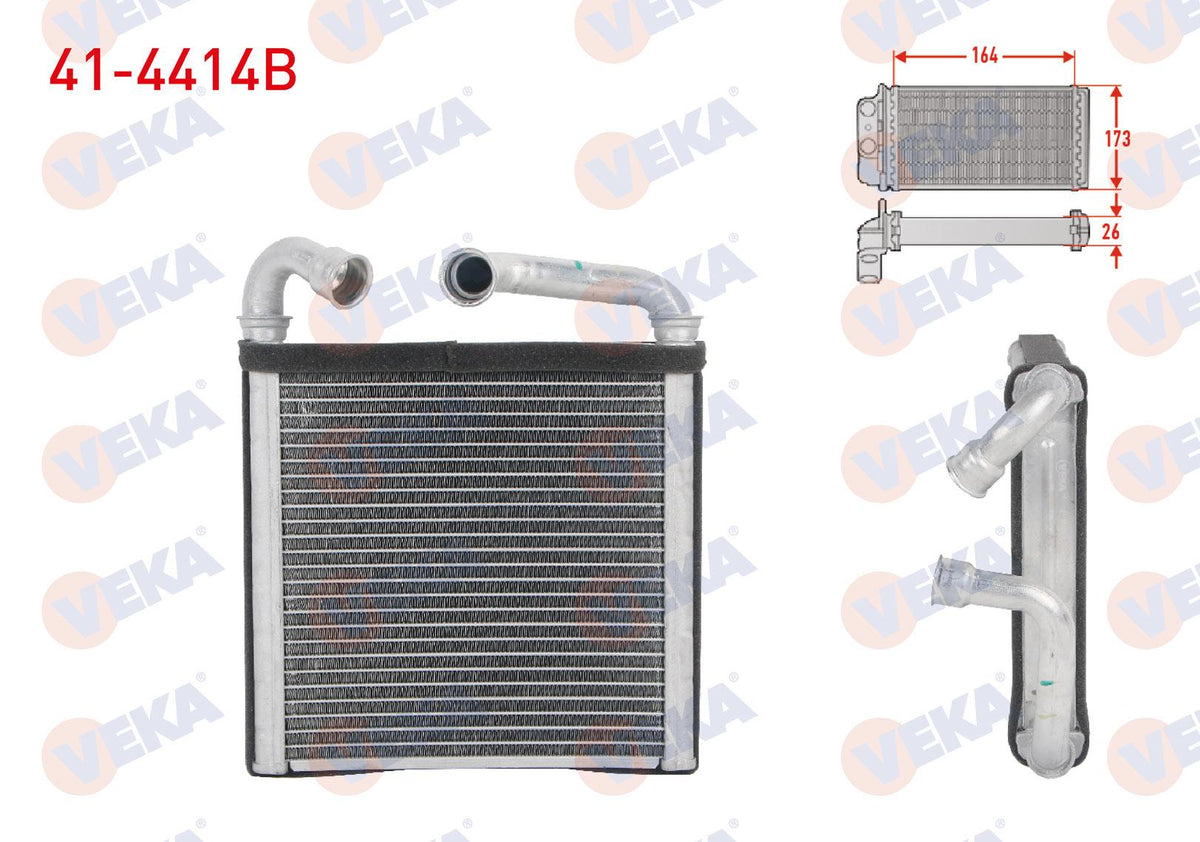 Veka 41-4414B Heater Core Brazing VW Golf VII 1.4 TSI-1.6 TDI 2012-/ Crafter 2.0 TDI 2011-/ Passat 1.6 TDI — Heater & Blower