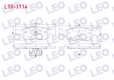 LEO L10-1114 Brake Pad Front with Wear Indicator Opel Corsa E 1.4 14 Rim 2014-/Corsa E 1.2 14 Rim 2014