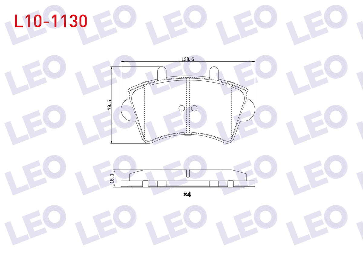LEO L10-1130 Brake Pad Front Renault Master II (Fd) 2.5 dCi 1998-2010 / Master II (Fd) 1.9 dCi 1998-2010 / Maste — Brake Pads