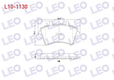 LEO L10-1130 Brake Pad Front Renault Master II (Fd) 2.5 dCi 1998-2010 / Master II (Fd) 1.9 dCi 1998-2010 / Maste — Brake Pads
