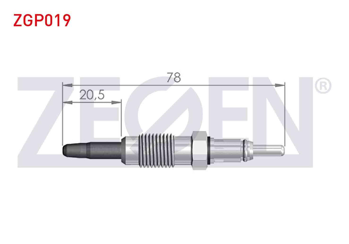 Zegen ZGP019 Glow Plug 11V Fiat Doblo (119,223) 1.9D 2001-2010 — Coils & Plugs