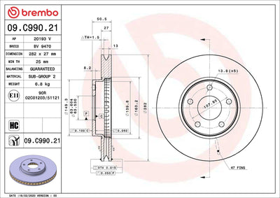 Brembo 09.C990.21 09.C990.21 Ford Focus 2018-2025 Models Front Brake Disc Set — Brake Rotors & Drums