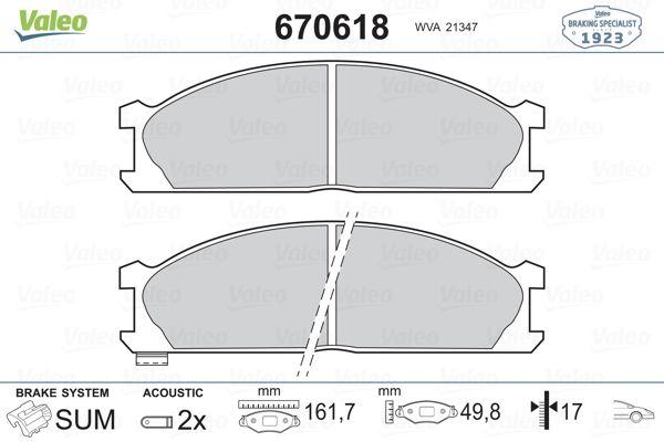Valeo 670618 Brake Pad Front Nissan Pick Up D22 2.4i-2.5Di
