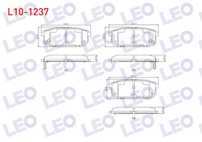 LEO L10-1237 Brake Pad Rear with Wear Indicator Kia Sorento I (Jc) 2.4i 2002-2009 / Kia Sorento I (Jc) 2.5 CRDi — Brake Pads