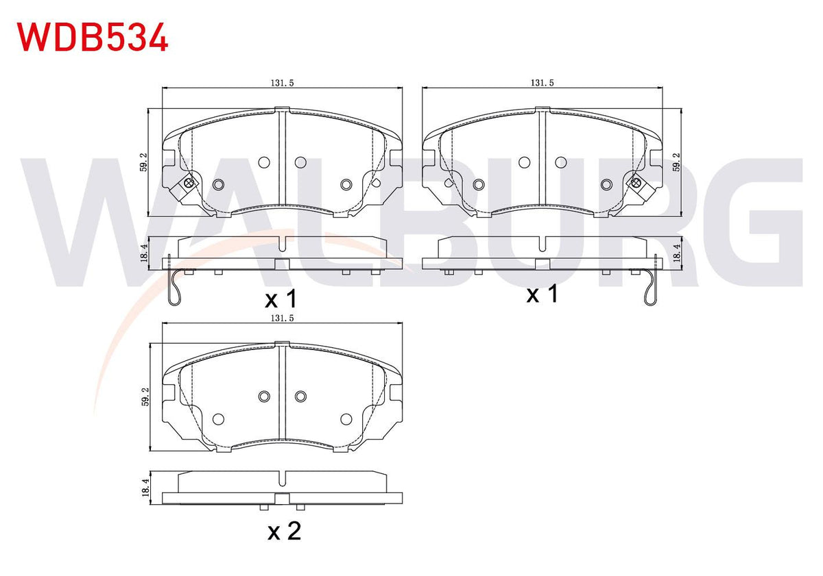 WALBURG WDB534 Brake Pad Front with Wear Indicator Opel Insignia 1.6 16 Rim 2008-/ Insignia 1.6 T 2008-/ Insignia 2.0 CDTi 130 Hp 2008