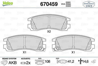 Valeo 670459 Brake Pad Rear Opel Sintra Cadillac Seville Buick Regal — Brake Pads
